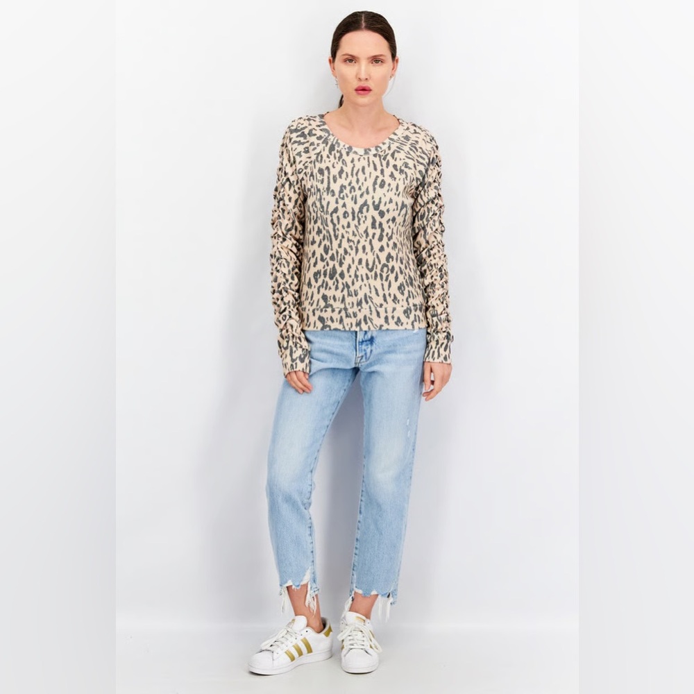 NWT CHASER Animal Print Shirred Pullover Size S